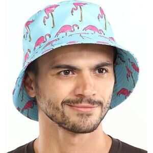 Tough Headwear Flamingo Bucket Hat Fishing Beach Camp Hike UPF50+ Blue Pink